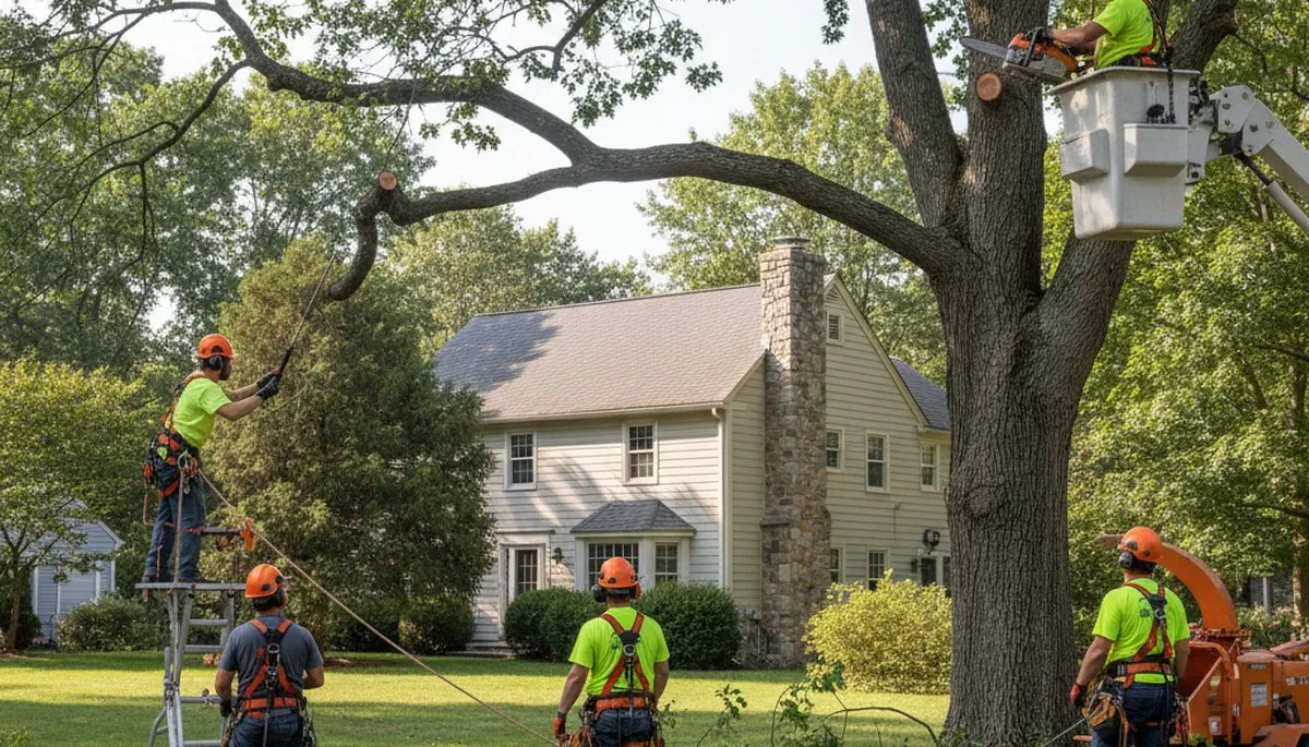 Tree service crew providing tree trimming and removal in Andover, MA