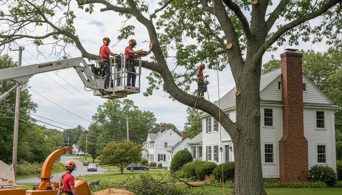 Tree service crew in Andover, MA providing professional tree trimming and removal