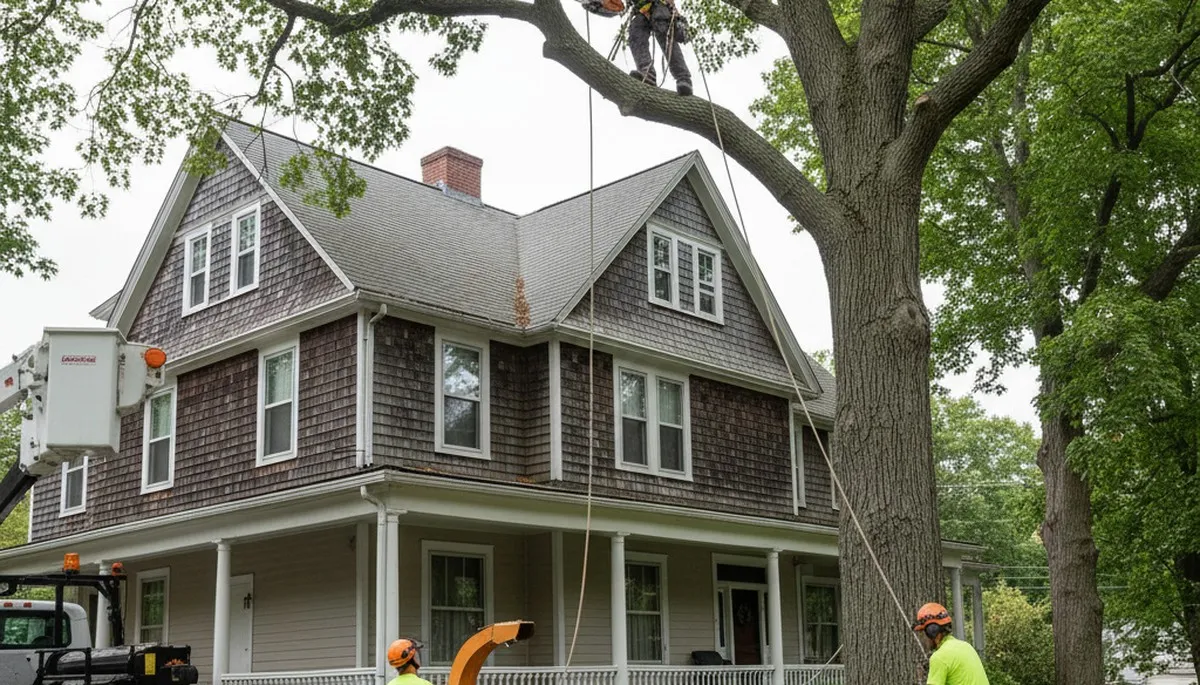 Tree service crew in Andover, MA providing professional tree removal and trimming services
