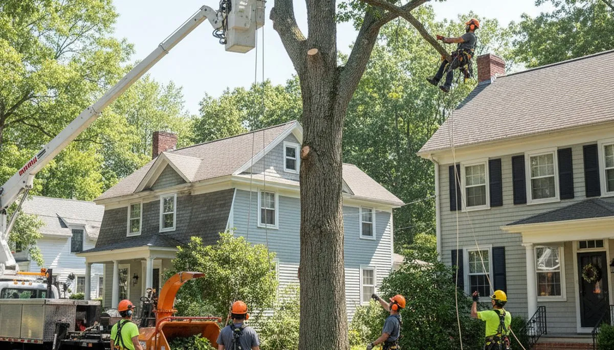 Tree service crew in Andover, MA providing professional tree care and removal for local properties