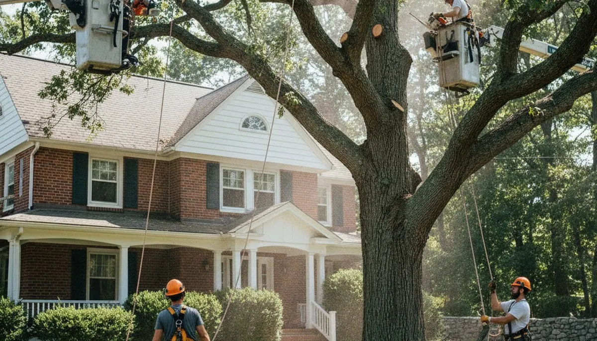 Tree service crew in Andover, MA providing professional tree removal and trimming services